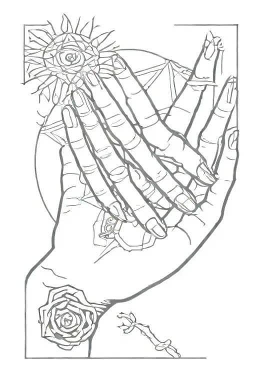 Momento Mori Hands Reaching With Sun Around The Middle Of The Hands