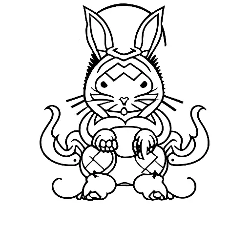 A Minimalist Japanese Kanji Symbol For Luck Incorporated Into A Lucky Rabbit Design