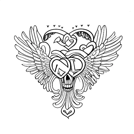 A Red Heart With Roman Numeral 11 Incorporated Into The Veins