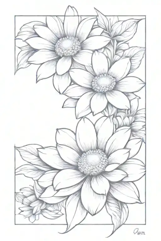 Daisy Flower With Koi Fish