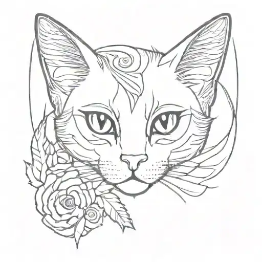 Sketch Tattoo Cat Wings