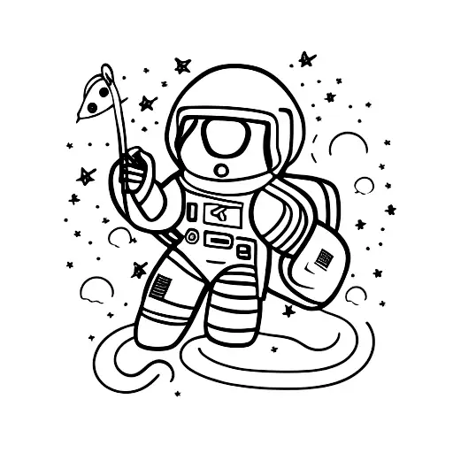 Astronaut Wearing An Afro With A Pick