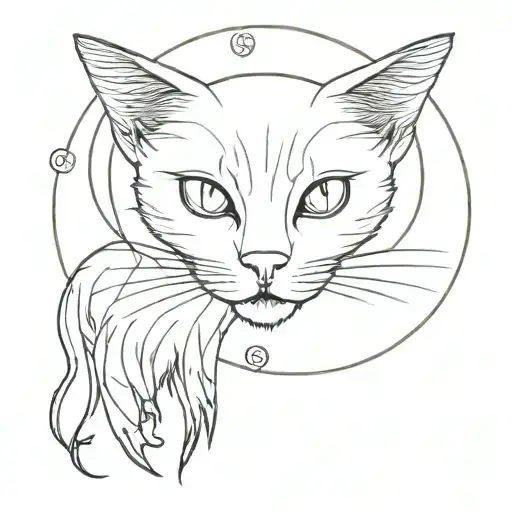 Ritualistic And Satanic Circle With A Cat