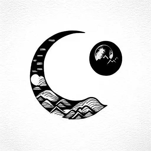 Moon With Mountains And Crosshair