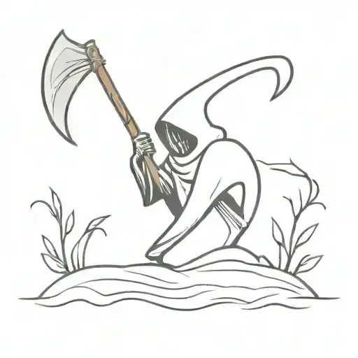 Simple Grim Reaper In Winter With Scythe And Text Saying Lurker Of Chalice Under