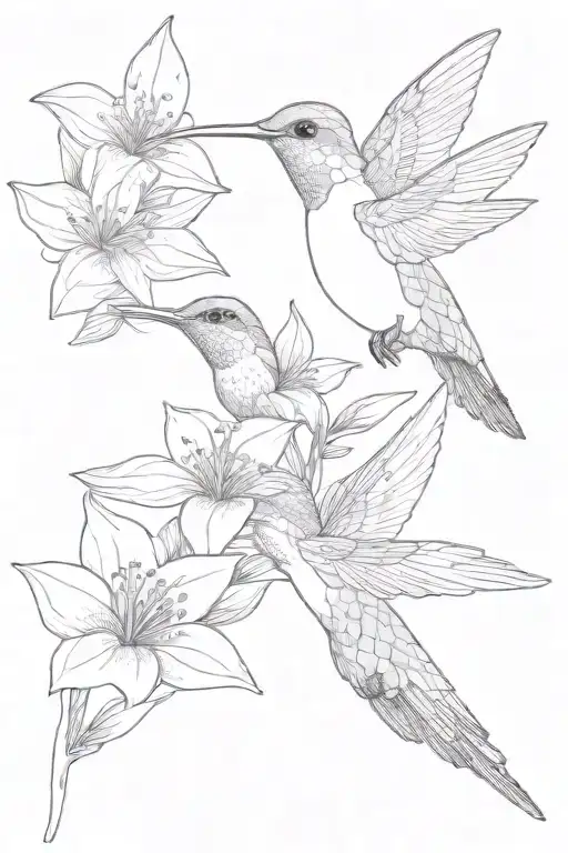 Birth Flower Bouquet Hummingbird 444