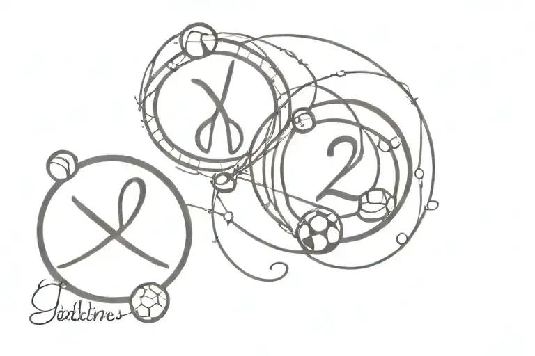 Infinity Symbols With Roman Numbers 27 And 28 And 2 Footballs Minimalist