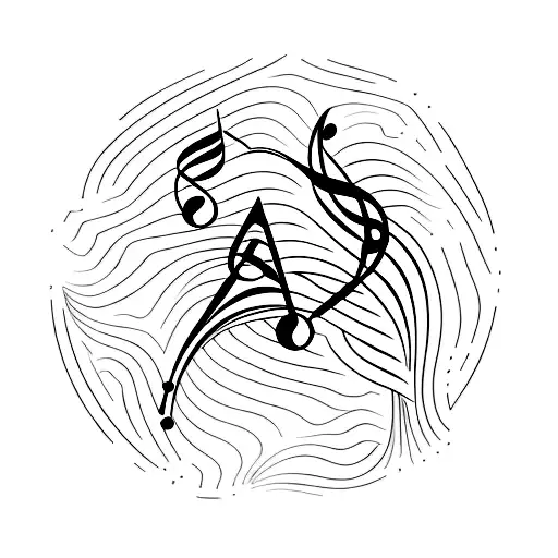 A Minimalist Tattoo Of A Mountain Range With Musical Notes Incorporated Into The Design