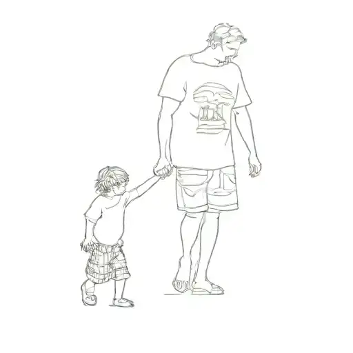 A Father And Son On The Beach