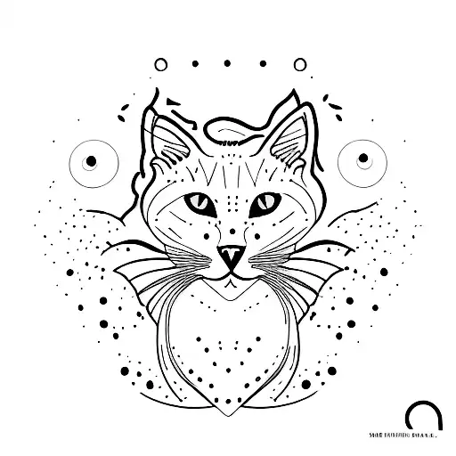 Silhouette Of A Black Cat With Yellow Eyes And A White Cat With Sandy Spots