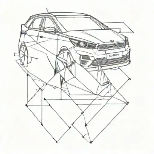 Kia Ceed Car Geometric Sketch Style Portrait