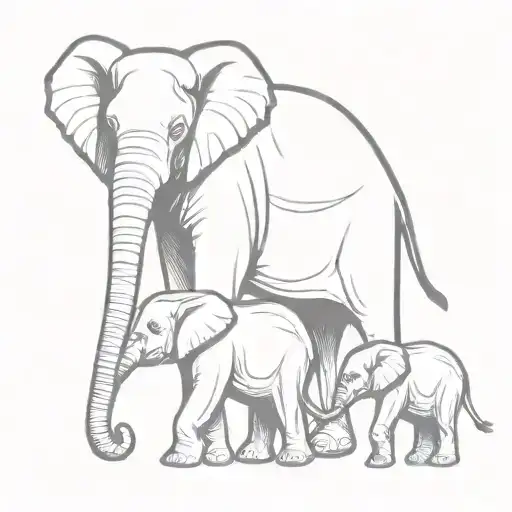 Elephant With Babies