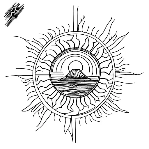 Pinoy Sun With Taal Volcano Under It