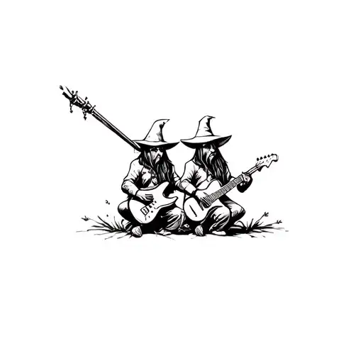 Two Small Wizards Playing Electric Metal Guitar Together