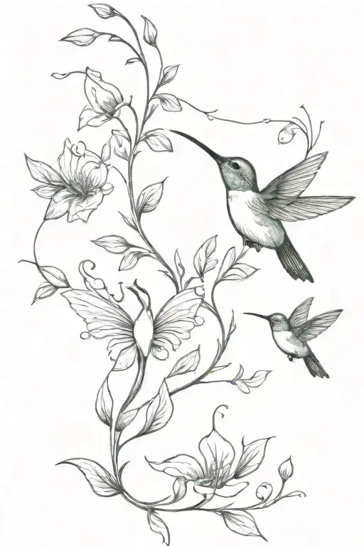 Hummingbird Butterfly Vine Thin Long