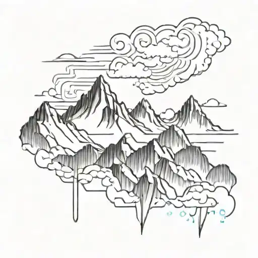 Moutains With Clouds And A Ricer