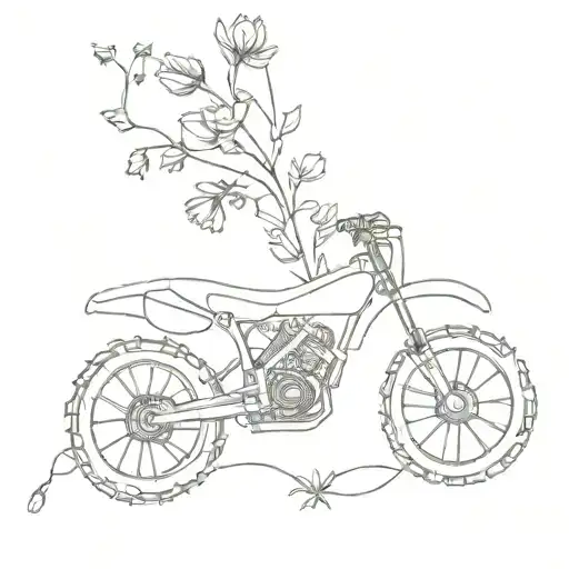 A Delicate Wildflower Bouquet Intertwined With A Dirt Bike Chain