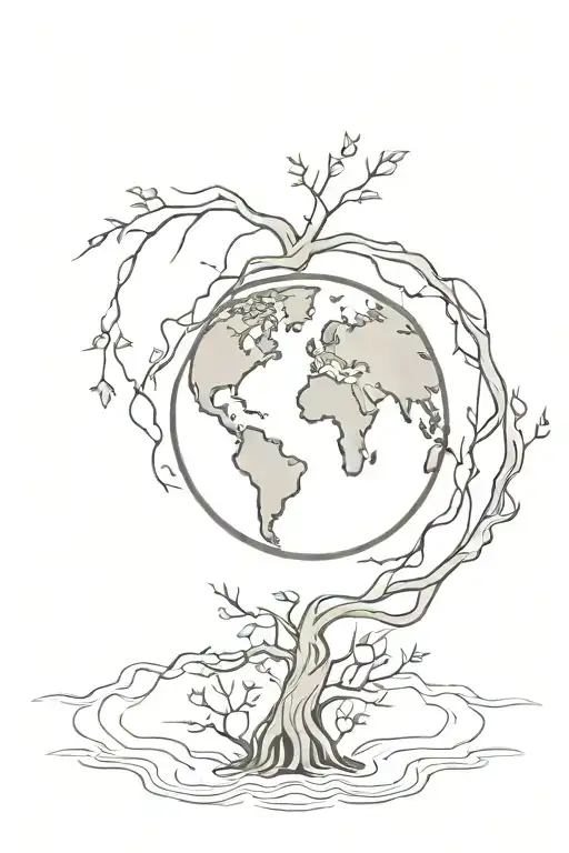 Always Under The Same Sky With Globe And Roots Reaching Deep