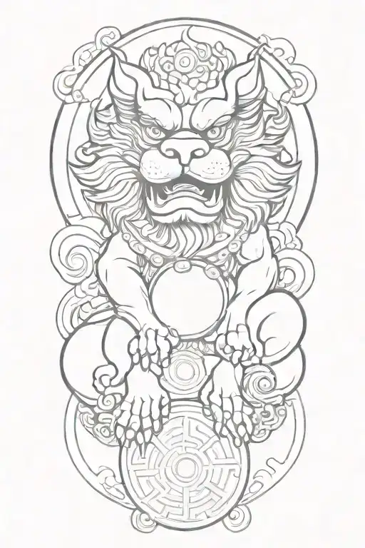 Chinese Foo Dog Holding Orb