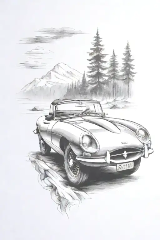 E Type Car Mountian Road Background