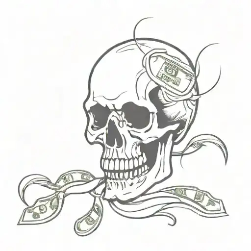 Skull With Money Coming Out Of Its Mouth Open