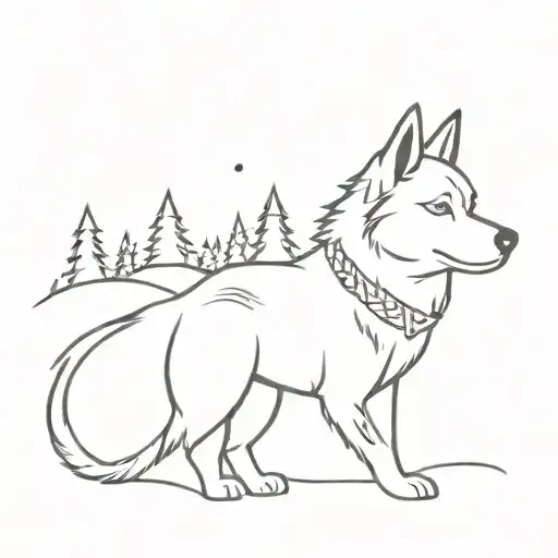 Husky Dog Pet Winter Scene Inspired