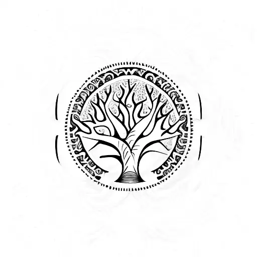 Bodhi Peace Tree With Om Logo In The Stem