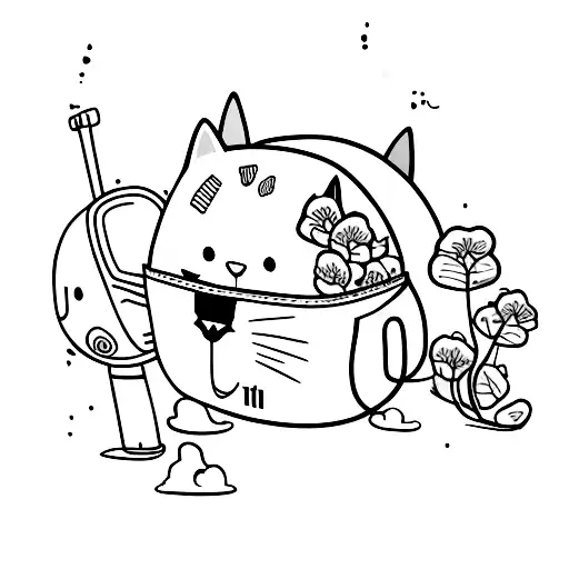 Cute Cat In A Backpack With A Big Head