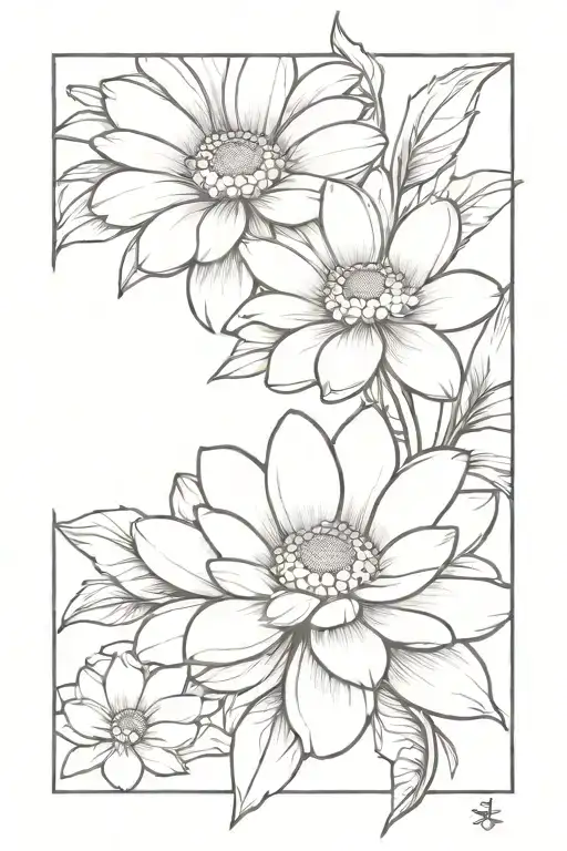 Daisy Flower With Koi Fish