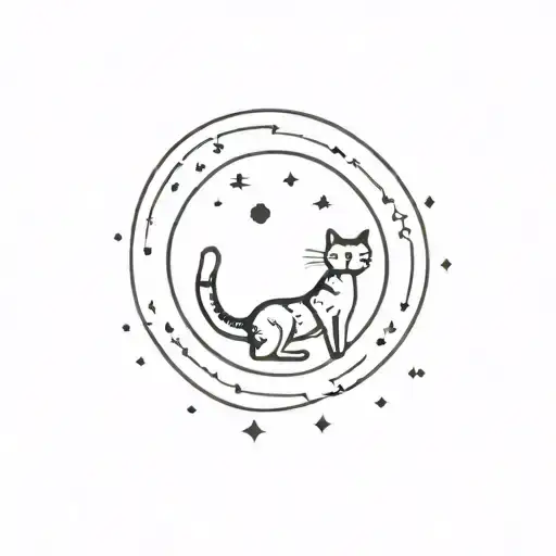 Moon Phase With Cat Silhouette