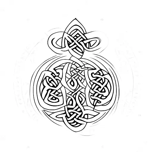 Celtic Symbol Tree Of Life Combined With Tarot Card 9 Of Wands Simple Small