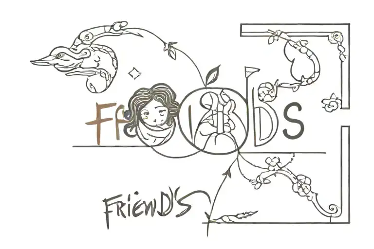 Friends Tv Show Tattoo Design Incorporating Elements Of Friendship