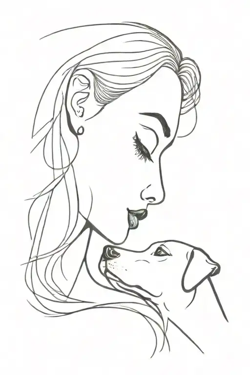 Woman Face Kisses Dog On Nose