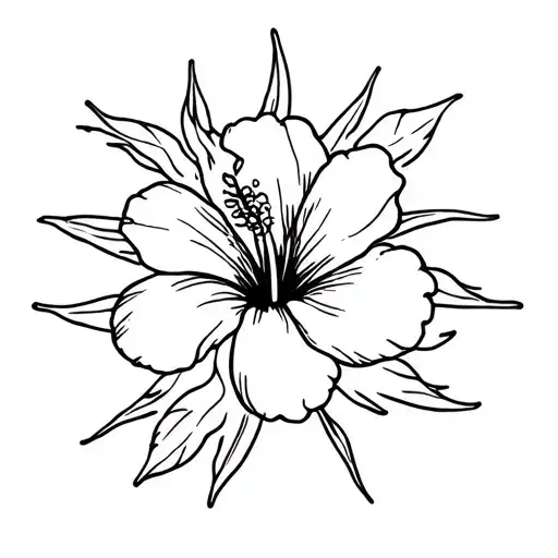 Madinina Flower Hibiscus Sun In The Background