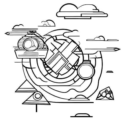 Sketch Of A Futuristic Cityscape On A Beach