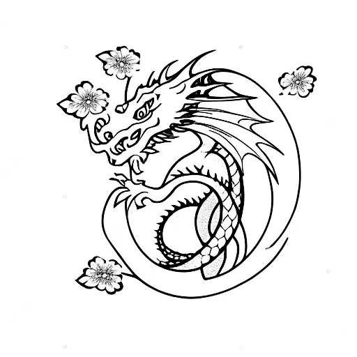 Dragon With Cherry Blossom