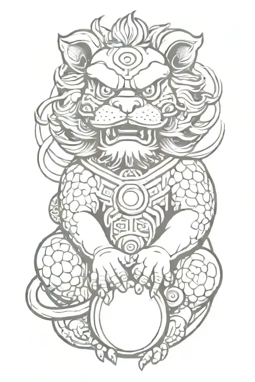 Chinese Foo Dog Holding Orb