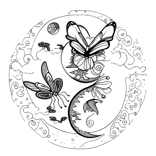 Butterflies And Dragons With The Moon