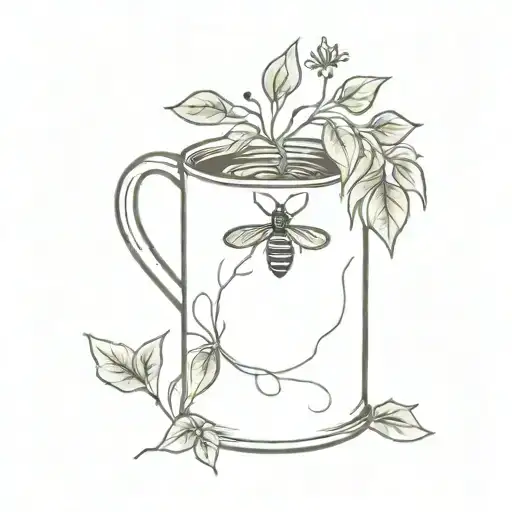 Small Lightning Bug On Honeysuckle Vine Wrapped Around Old Tin Mug