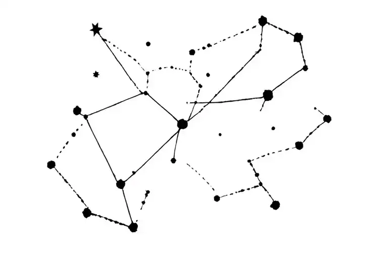 Constellation Of Aquarius From Points And Stars From The Sky