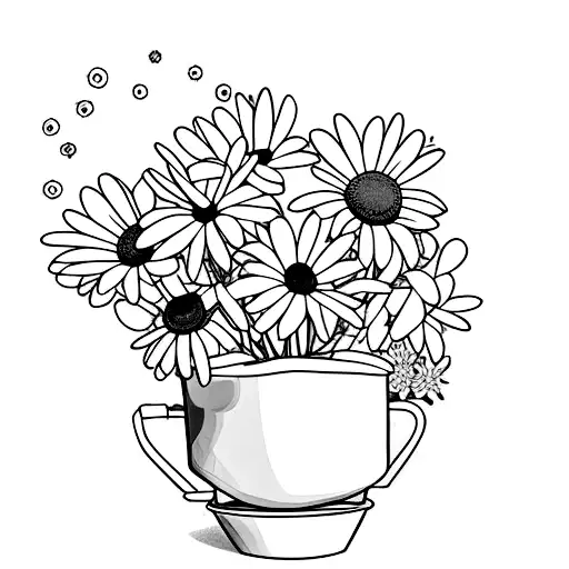 Aztech Flower Pot With A Bent Daisy