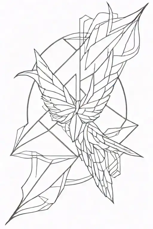 A Six-winged Seraphim With Wings And Horns In An Abstract Style Forearm