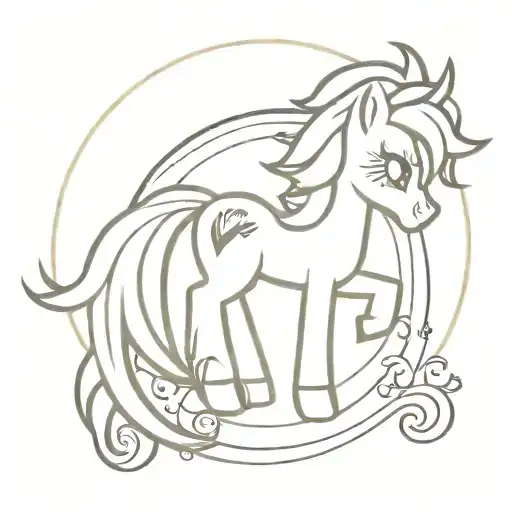 Cartoonish My Little Pony Cutie Mark Representing Fiery Leo Zodiac Sign Sun Solar Regal