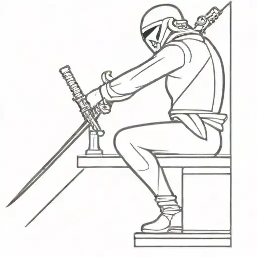 A Owel With Sammurai Katana And Sit On Persian C Escher Staircase
