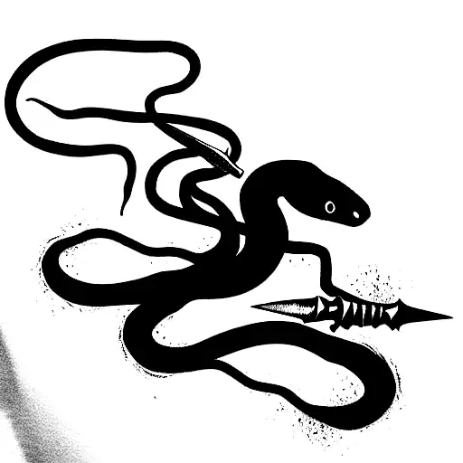 Black Rat Snake Wrapped Around The Sword Excalibur