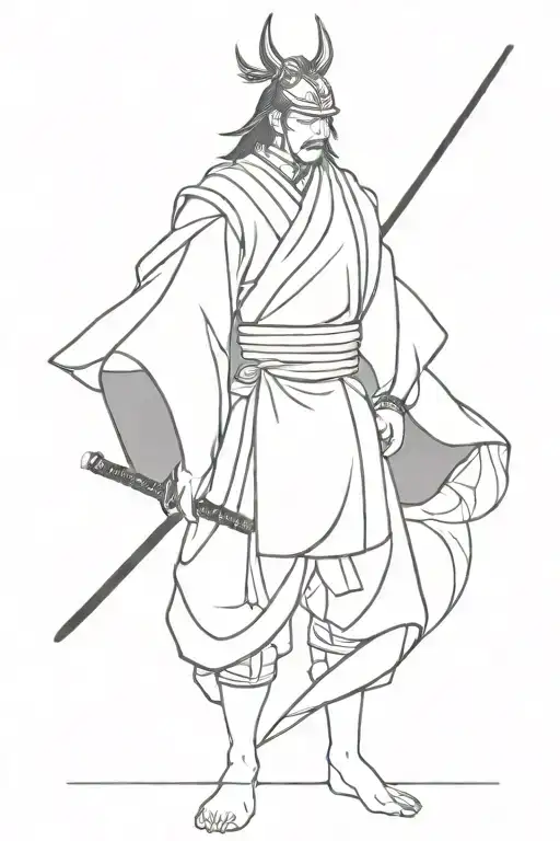 Black And White Fine Art Medium Dark Samurai Japanese Style