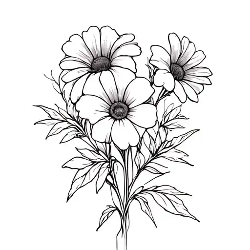 Daisy And Morning Glory Birth Flower Bouquet Wrapped