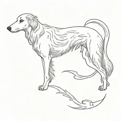 The Borzoi Dog Eating Fish