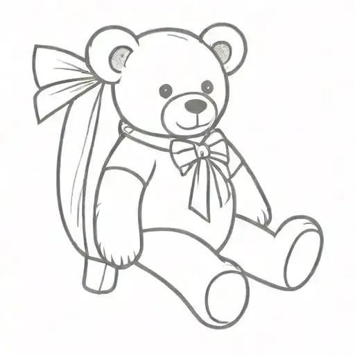 Teddy Bear Sitting Facing Forward Wearing A Shirt And Shorts With A Bow On His Neck