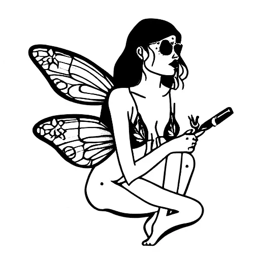 A Fairy In A Swimsuit With A Blunt In Her Hand